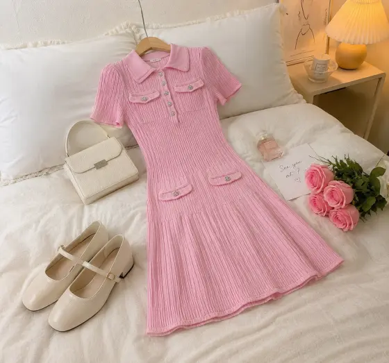 Sofia wearing the pink dress
